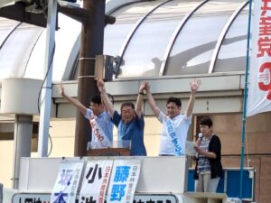 7/7富山市と高岡市で街頭演説会